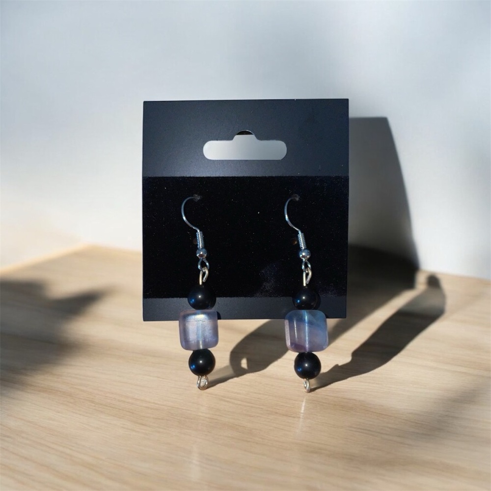 Fluorite Rainbow Obsidian Earrings Hand Crafted